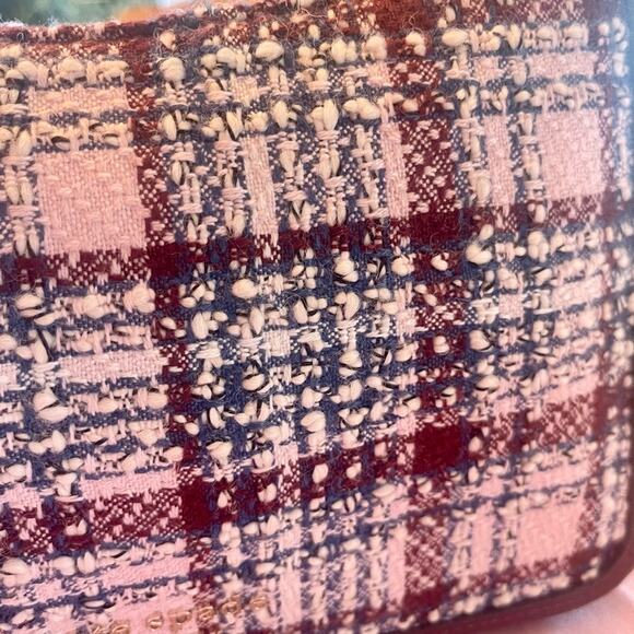 NWT Kate Spade medium Hudson tweed convertible bag in dark Merlot multi - Picture 6 of 13
